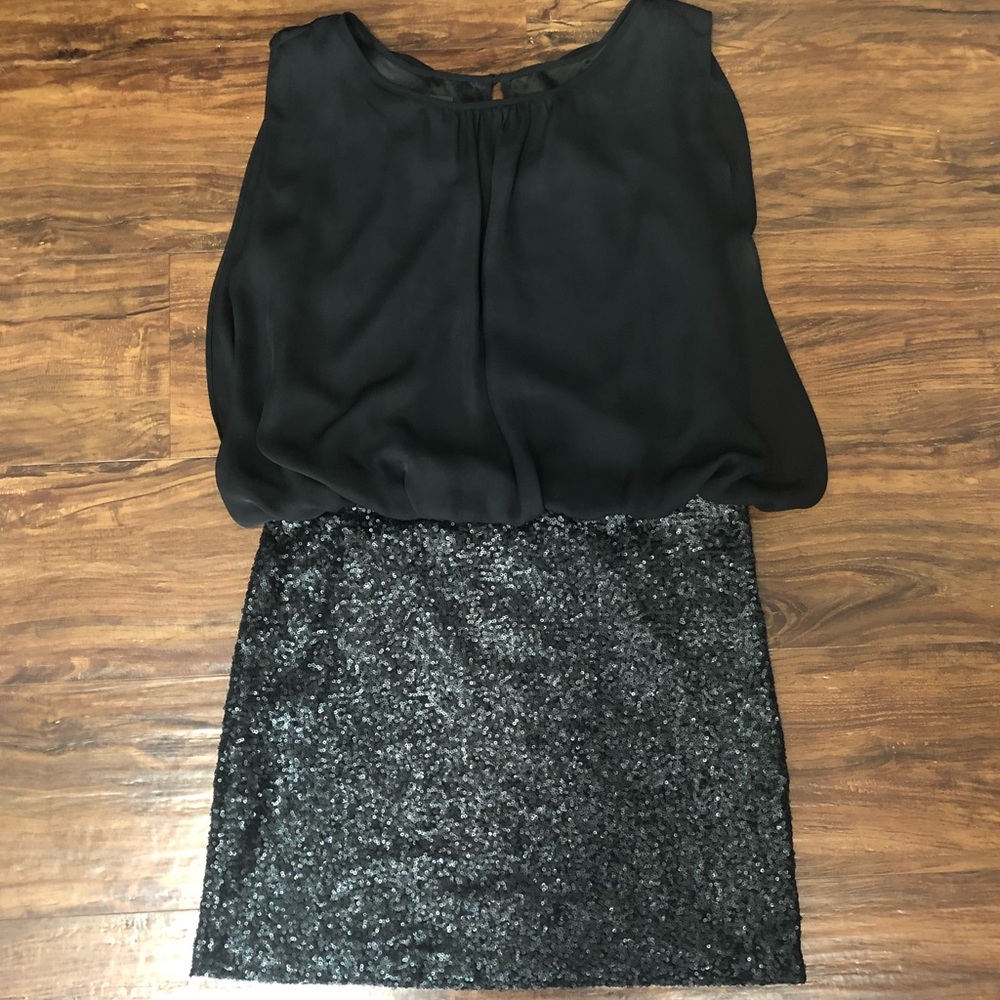 MM Couture Black Sleeveless Sequin Dress, Large